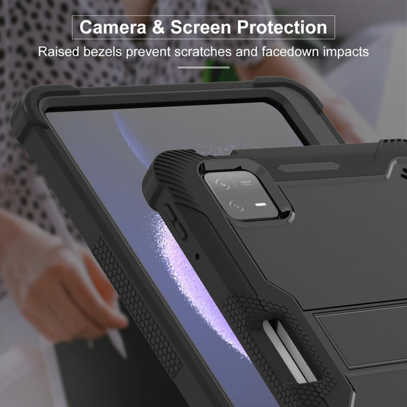 [Pachet 360°] Husa + folie sticla Xiaomi Pad 6 Techsuit Rugged TabShell, roz