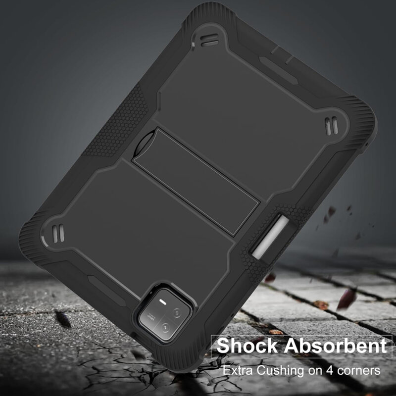 [Pachet 360°] Husa + folie sticla Xiaomi Pad 6 Pro Techsuit Rugged TabShell, roz