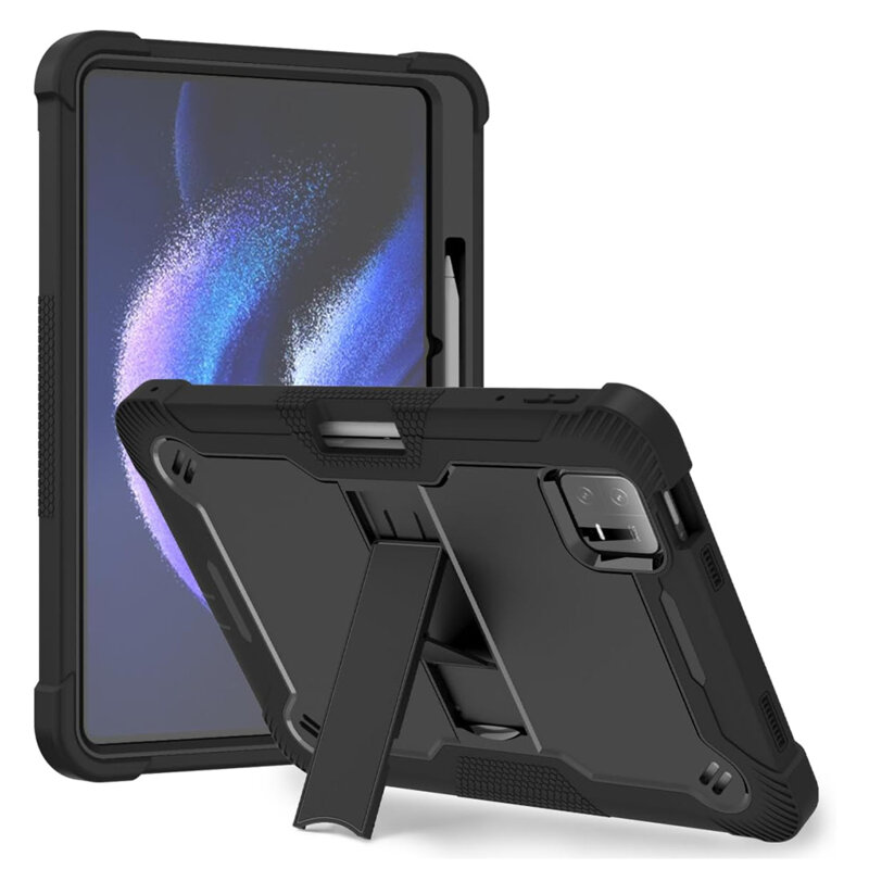 [Pachet 360°] Husa + folie sticla Xiaomi Pad 6 Techsuit Rugged TabShell, negru