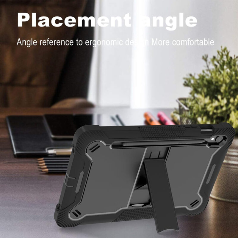 [Pachet 360°] Husa + folie sticla Samsung Galaxy Tab S9 FE Techsuit Rugged TabShell, negru