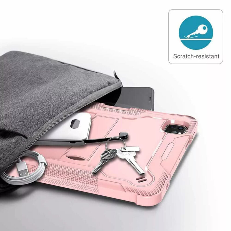 [Pachet 360°] Husa + folie sticla iPad Air 5 (2022) Techsuit Rugged TabShell, roz