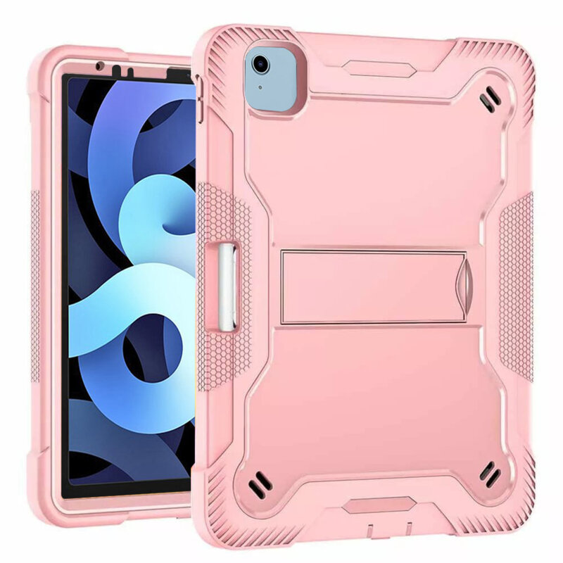 [Pachet 360°] Husa + folie sticla iPad Air 5 (2022) Techsuit Rugged TabShell, roz