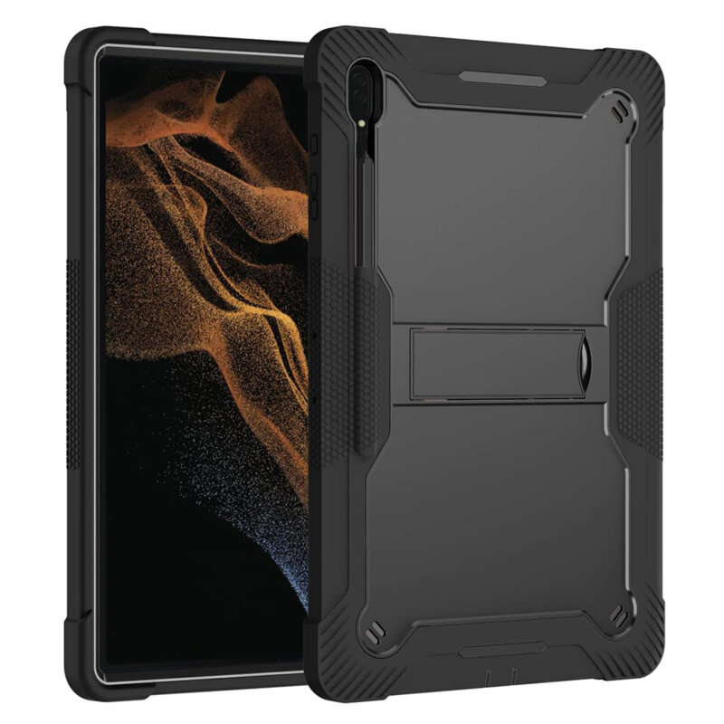 [Pachet 360°] Husa + folie sticla Samsung Galaxy Tab S8 Ultra Techsuit Rugged TabShell, negru