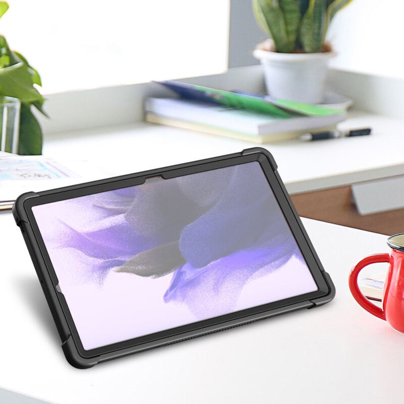 [Pachet 360°] Husa + folie sticla Samsung Galaxy Tab S7 FE Techsuit Rugged TabShell, roz