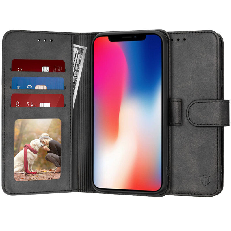 Husa 360 iPhone X, iPhone 10 Techsuit Diary Book, negru