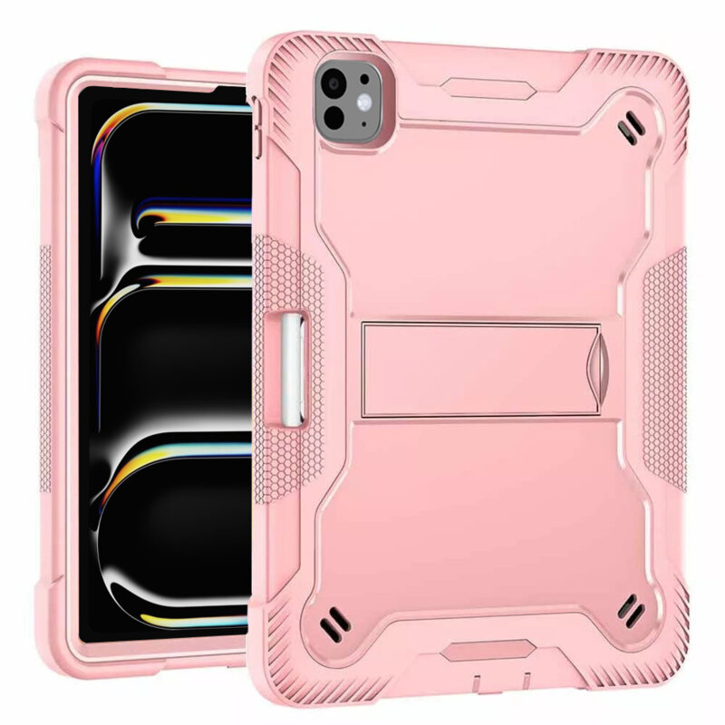[Pachet 360°] Husa + folie sticla iPad Pro 11 (2024) Techsuit Rugged TabShell, roz