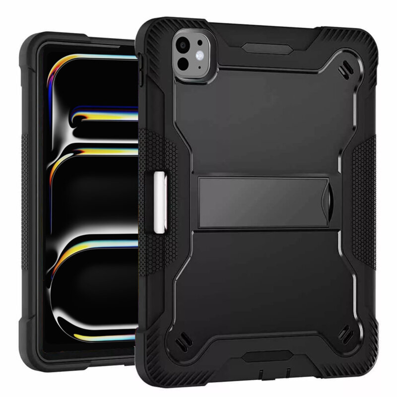 [Pachet 360°] Husa + folie sticla iPad Pro 11 (2024) Techsuit Rugged TabShell, negru