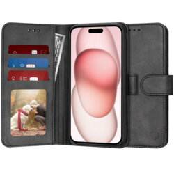 Husa 360 iPhone 15 Techsuit Diary Book, negru