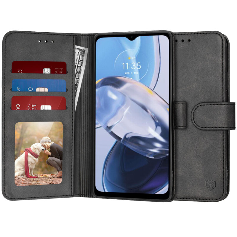 Husa 360 Motorola Moto E22 Techsuit Diary Book, negru