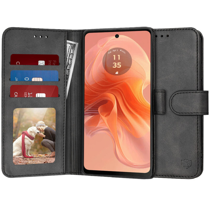 Husa 360 Motorola Moto G04 Techsuit Diary Book, negru