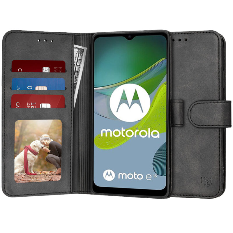 Husa 360 Motorola Moto E13 Techsuit Diary Book, negru