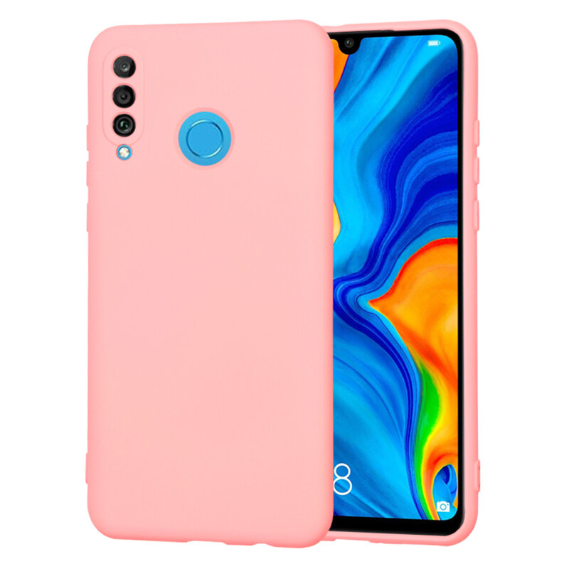 Husa silicon Huawei P30 Lite New Edition Techsuit SoftFlex, roz