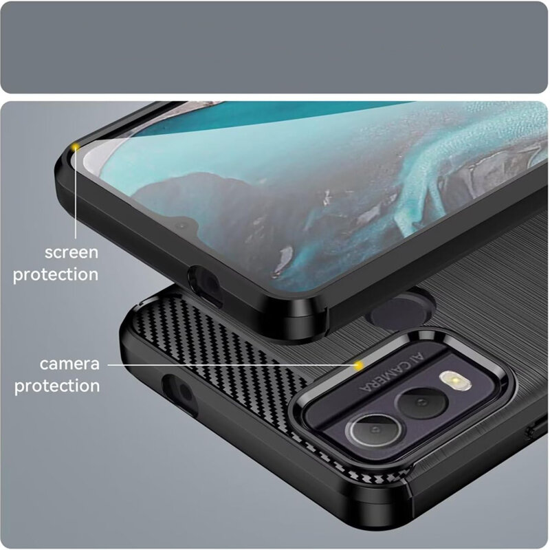 Husa Nokia C22 Techsuit Carbon Silicone, albastru