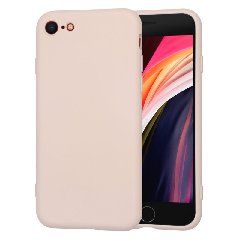 Husa silicon iPhone SE 2, SE 2020 Techsuit SoftFlex, roz pudra