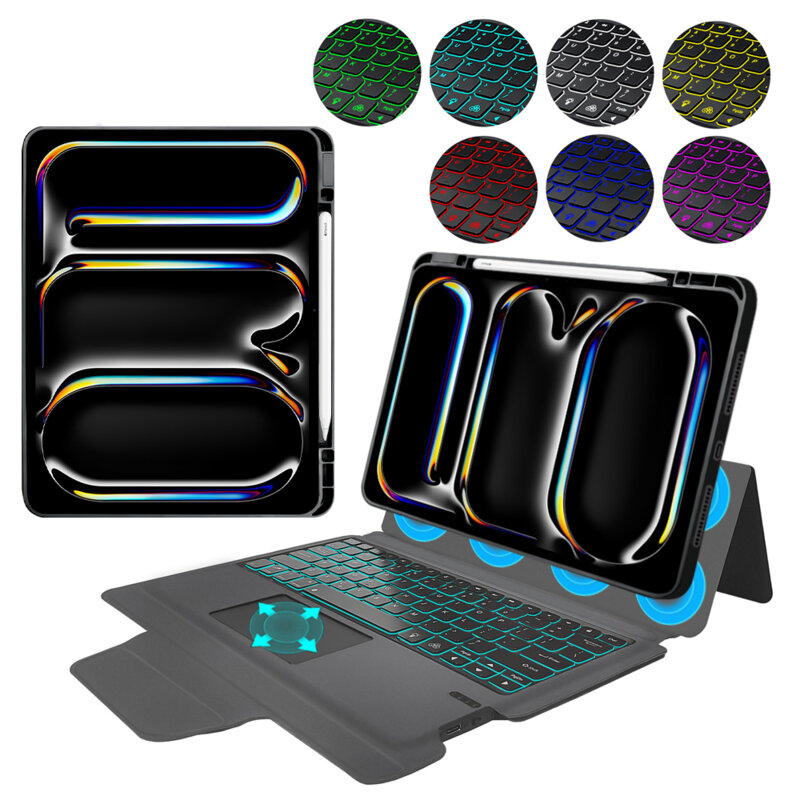 [Pachet 360°] Husa cu tastatura + folie iPad Pro 13 (2024) Techsuit KeyTab Pro, negru