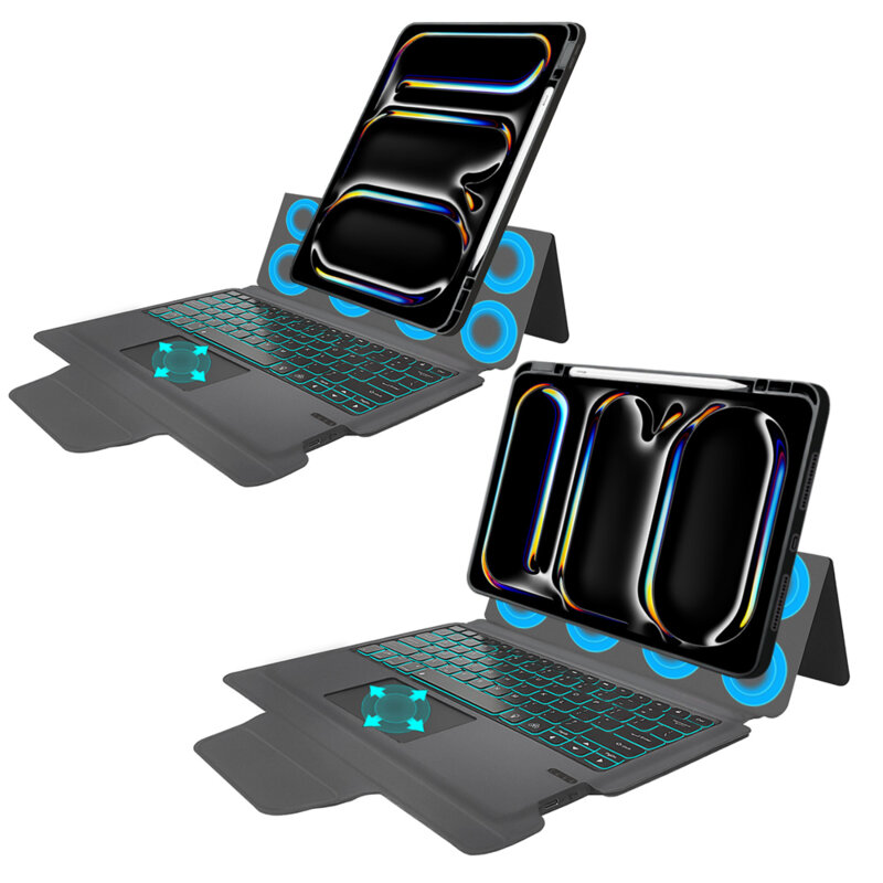 [Pachet 360°] Husa cu tastatura + folie iPad Pro 13 (2024) Techsuit KeyTab Pro, negru