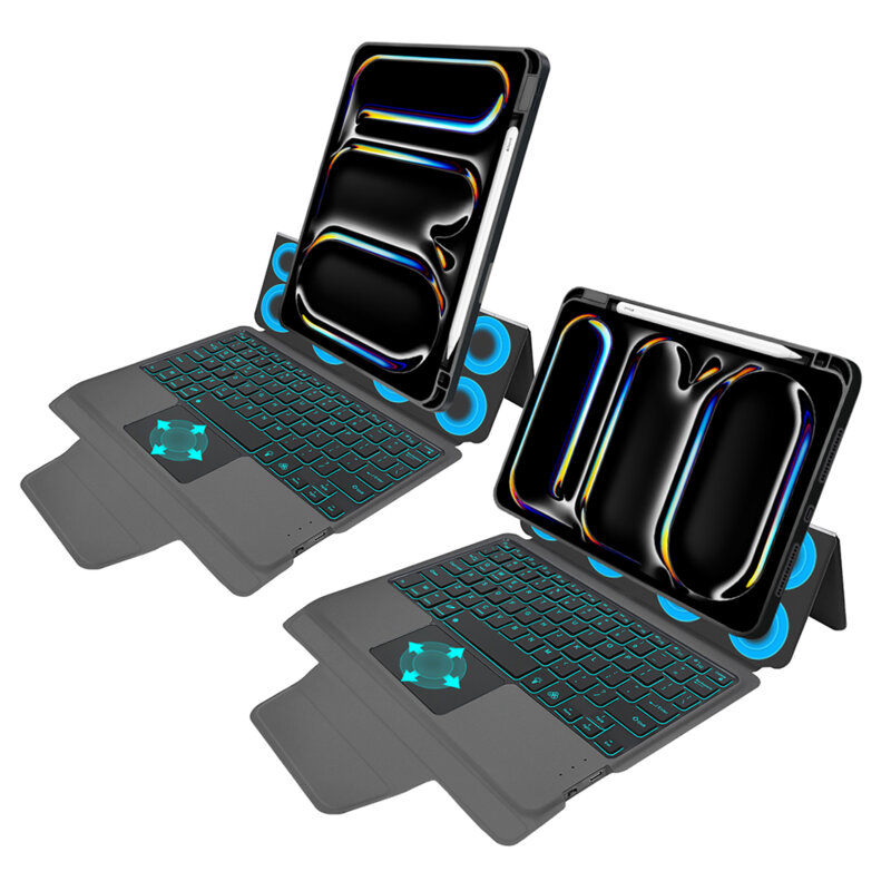 [Pachet 360°] Husa cu tastatura + folie iPad Pro 11 (2024) Techsuit KeyTab Pro, negru