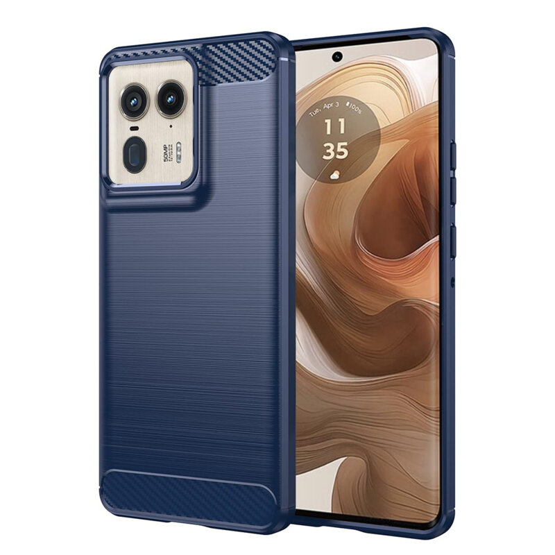 Husa Motorola Edge 50 Ultra Techsuit Carbon Silicone, albastru