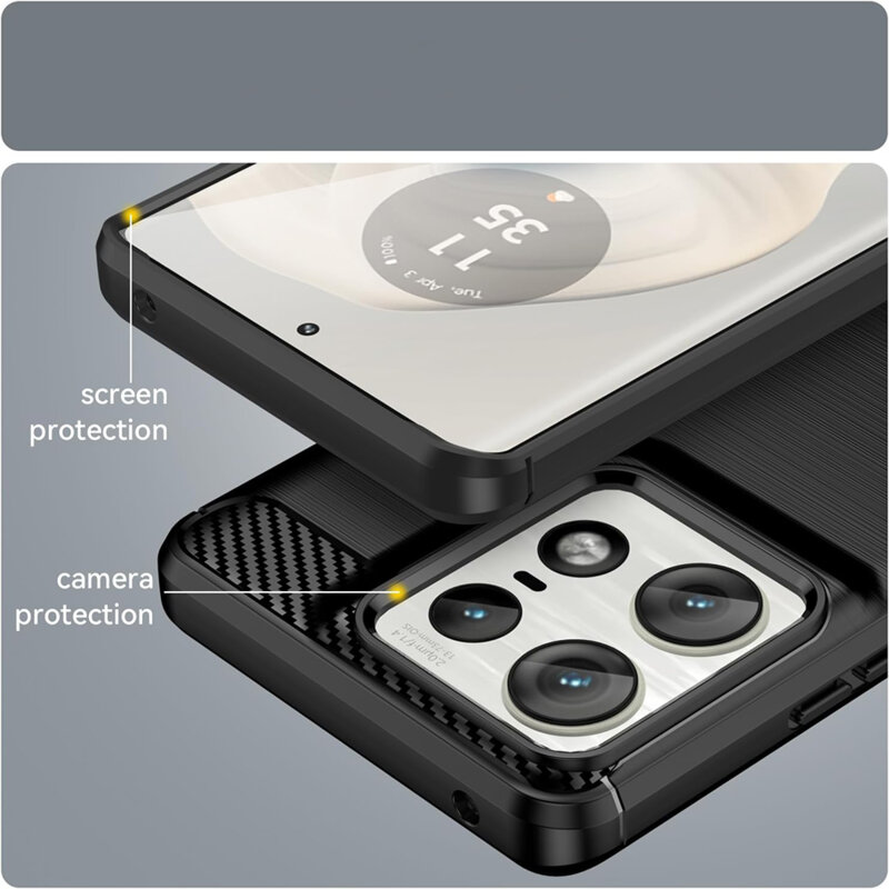 Husa Motorola Edge 50 Ultra Techsuit Carbon Silicone, albastru