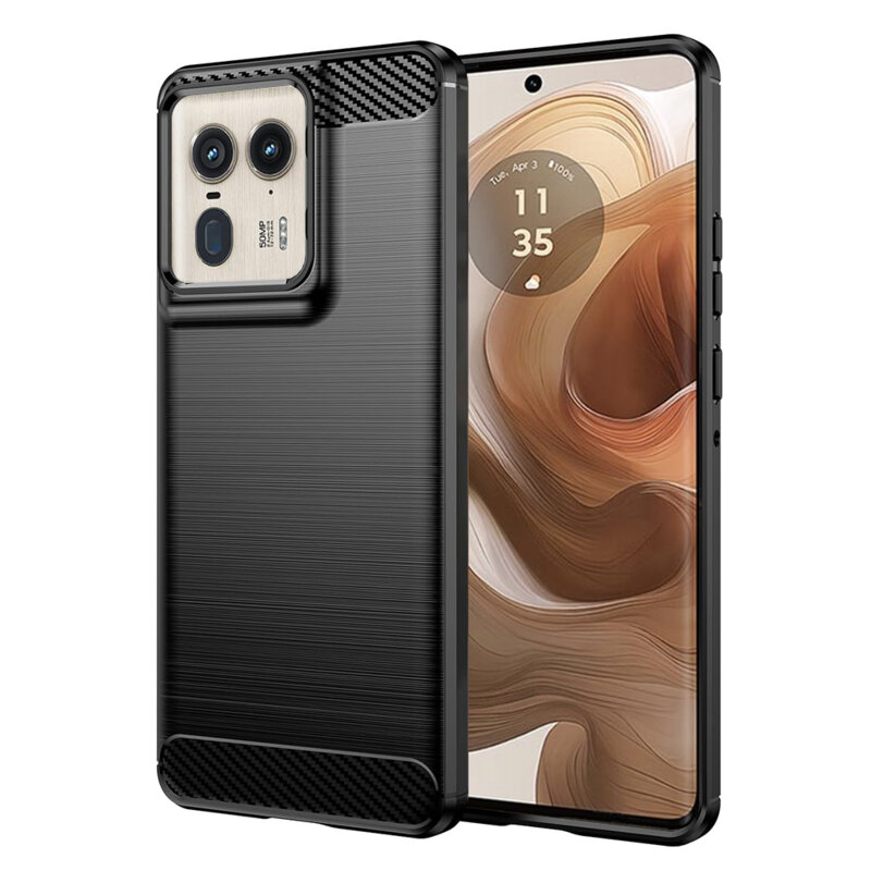 Husa Motorola Edge 50 Ultra Techsuit Carbon Silicone, negru