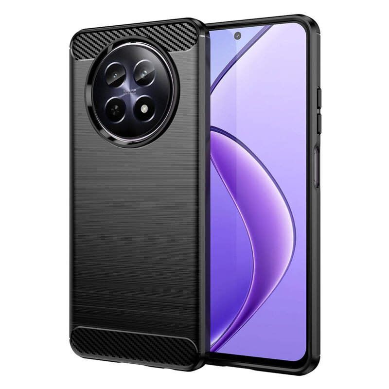 Husa Realme 12 Techsuit Carbon Silicone, negru