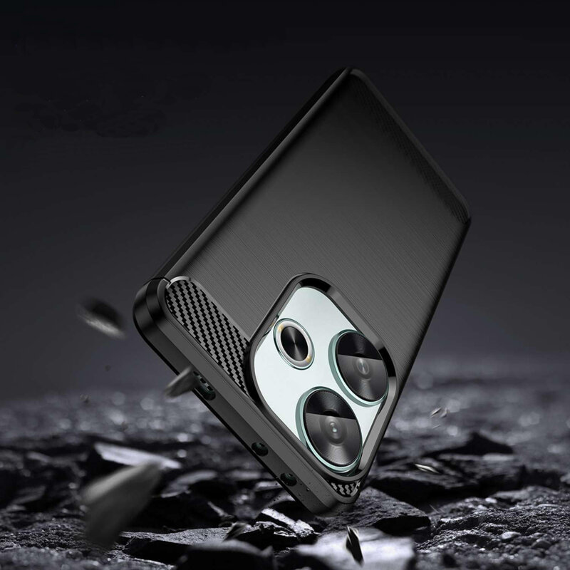 Husa Xiaomi Poco F6 Techsuit Carbon Silicone, negru