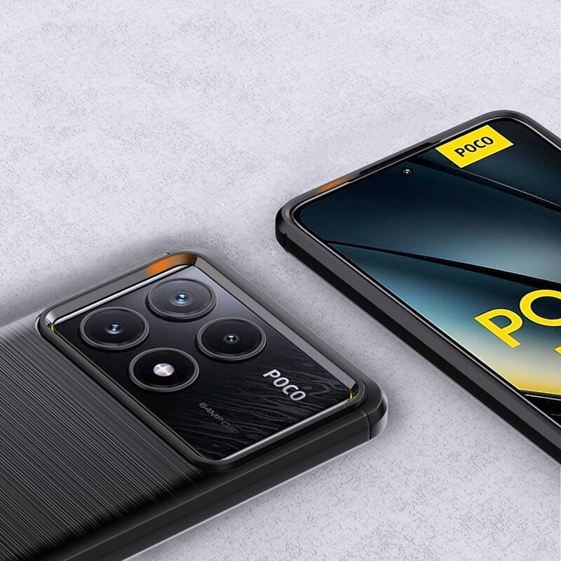 Husa Xiaomi Poco F6 Pro Techsuit Carbon Silicone, negru
