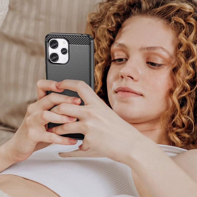 Husa Xiaomi Poco M6 4G Techsuit Carbon Silicone, albastru