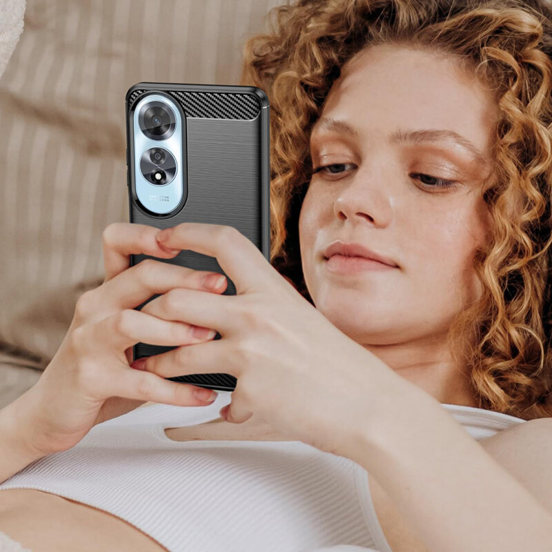 Husa Oppo A60 4G Techsuit Carbon Silicone, negru
