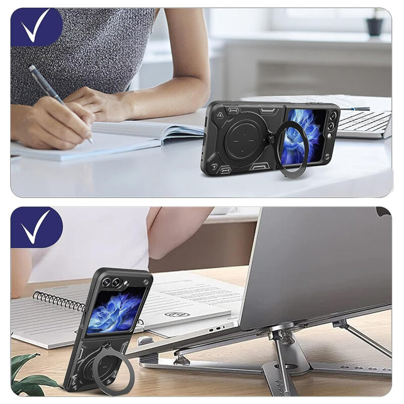 Husa Samsung Galaxy Z Flip6 Techsuit CamGuard Pro, albastru