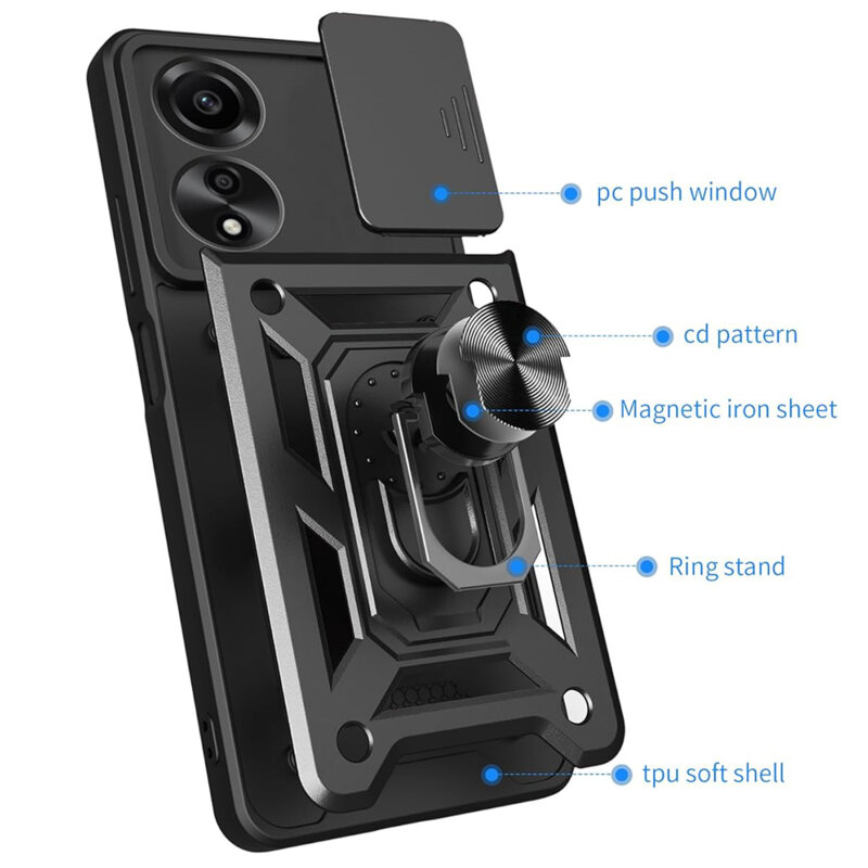 Husa Oppo A60 4G protectie camera Techsuit CamShield Series, negru