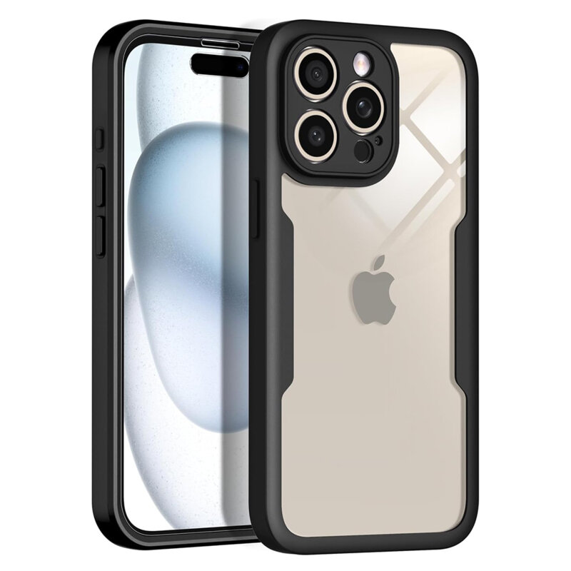 Husa 360° iPhone 15 Pro Max Techsuit ColorVerse, negru