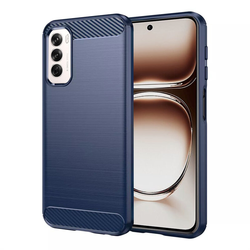 Husa Oppo Reno12 Techsuit Carbon Silicone, albastru