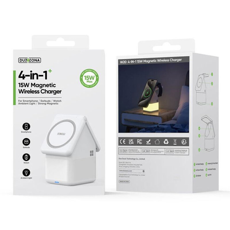 Statie incarcare wireless pentru Apple Duzzona W20, 15W, roz