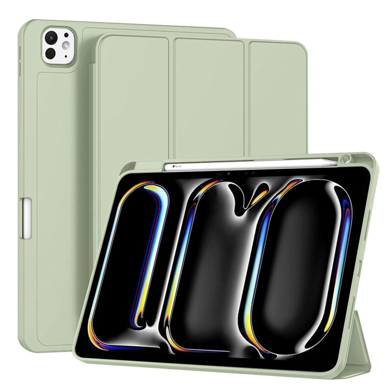 Husa iPad Pro 11 (2024) Techsuit Flex Trifold Pen, verde deschis