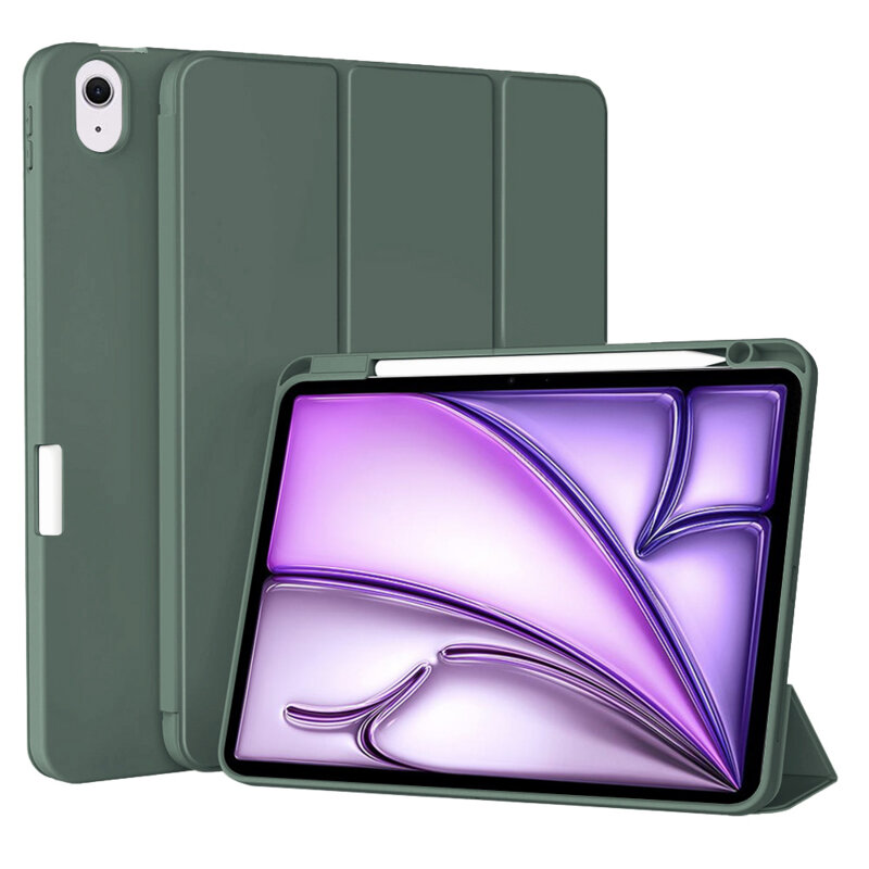 Husa iPad Air 11 (2024) Techsuit Flex Trifold Pen, verde inchis