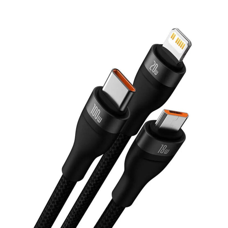 Cablu de date Type-C Baseus Flash Series 2, 100W, 1.5m, negru