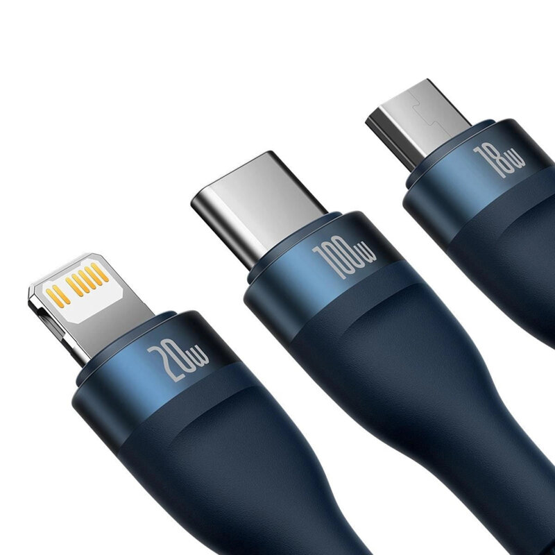 Cablu de date Type-C Baseus Flash Series 2, 100W, 1.5m, albastru