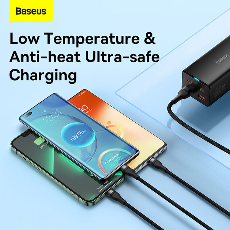 Cablu de date 3in1 Baseus Flash Series 2, 66W, 1.2m, negru