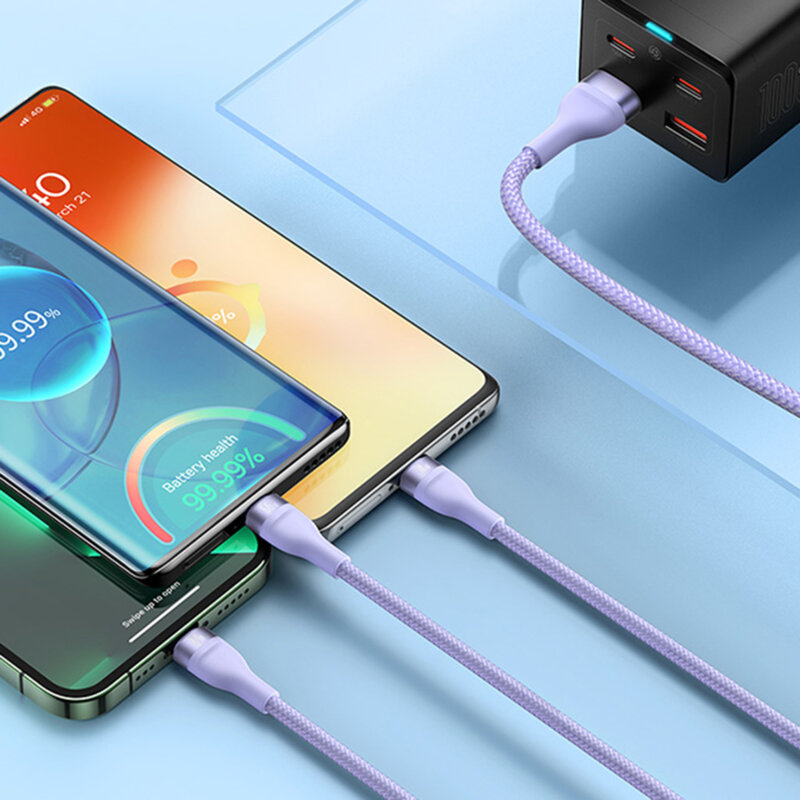 Cablu de date 3in1 Baseus Flash Series 2, 66W, 1.2m, mov