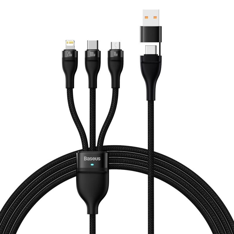 Cablu de date USB, Type-C Baseus Flash Series 2, 100W, negru
