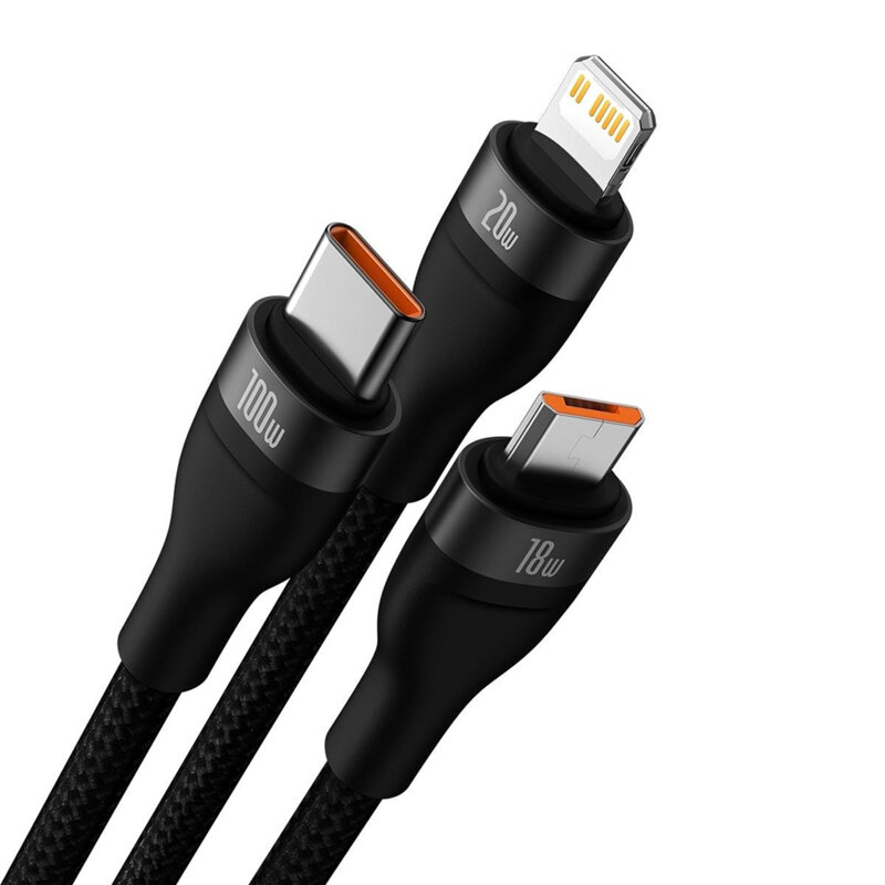 Cablu de date USB, Type-C Baseus Flash Series 2, 100W, negru