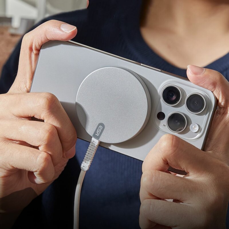 Incarcator MagSafe wireless ESR HaloLock Qi2, 15W, argintiu