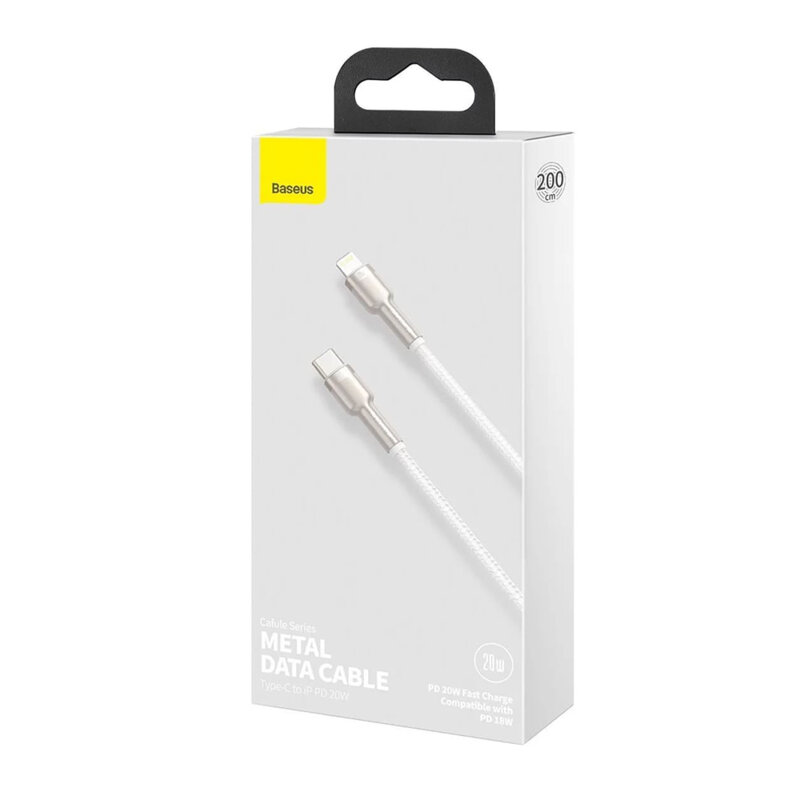 Cablu de date Type C Baseus, 20W, 2m, alb, CATLJK-B02