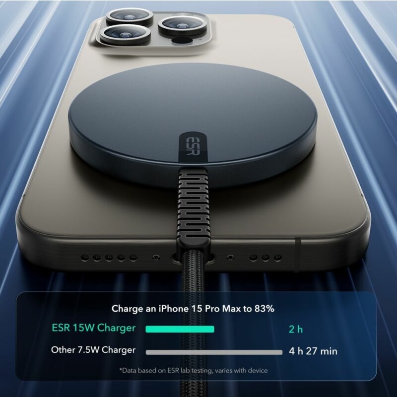 Incarcator MagSafe wireless ESR HaloLock Qi2, 15W, negru