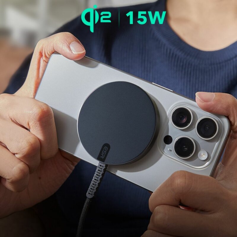 Incarcator MagSafe wireless ESR HaloLock Qi2, 15W, negru