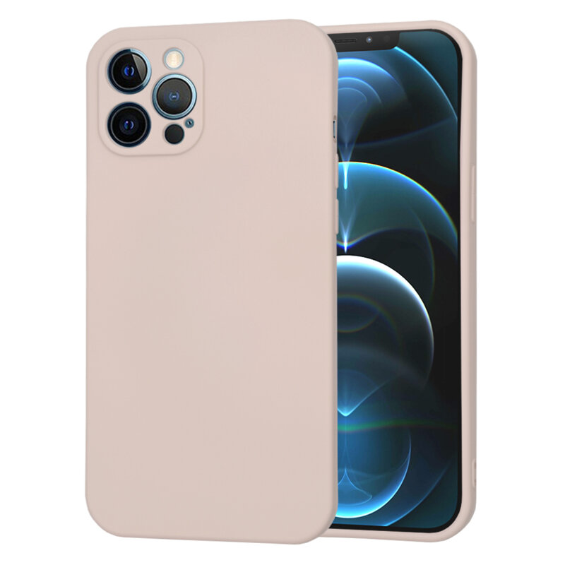 Husa silicon iPhone 12 Pro Max Techsuit SoftFlex, roz pudra
