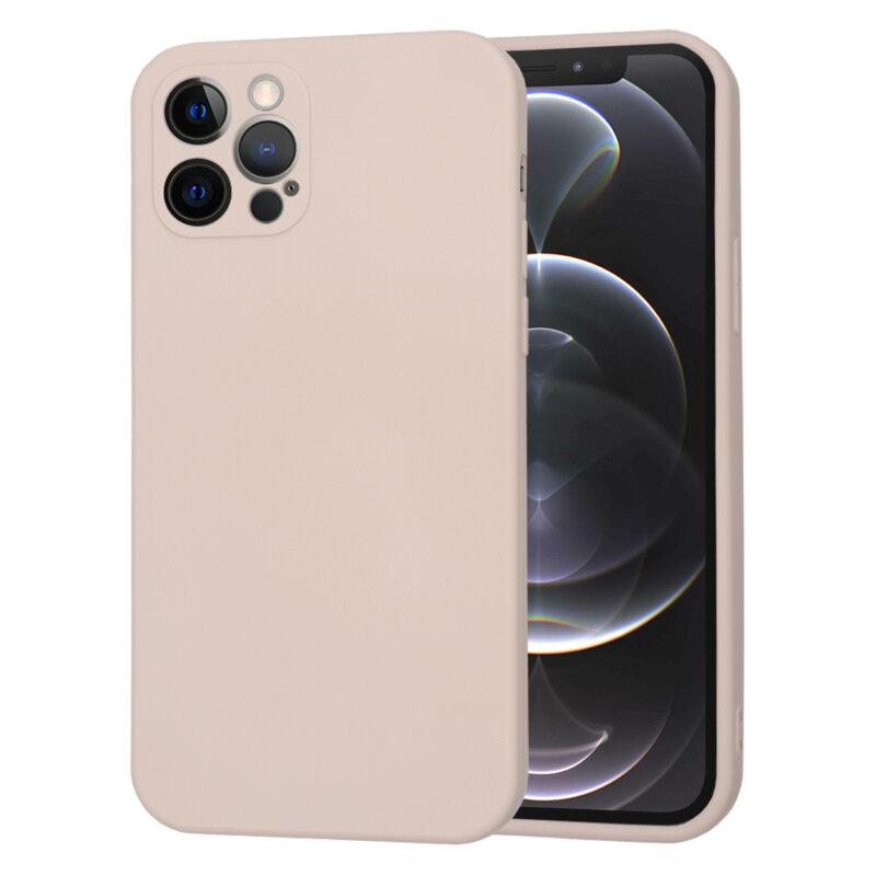 Husa silicon iPhone 12 Pro Techsuit SoftFlex, roz pudra