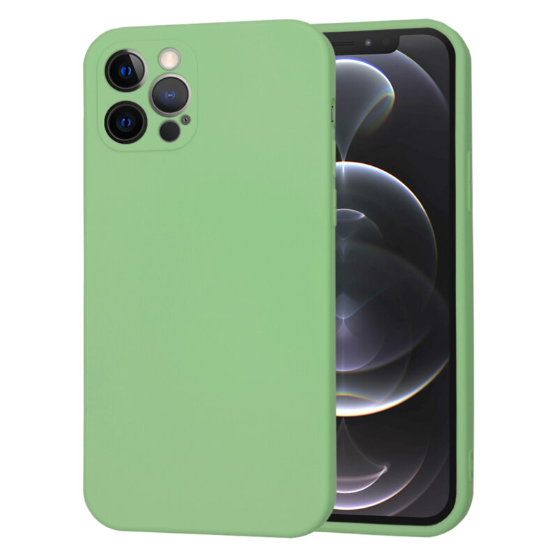 Husa silicon iPhone 12 Pro Techsuit SoftFlex, verde deschis
