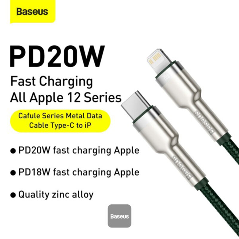 Cablu de date Type C Baseus, 20W, 2m, verde, CATLJK-B06